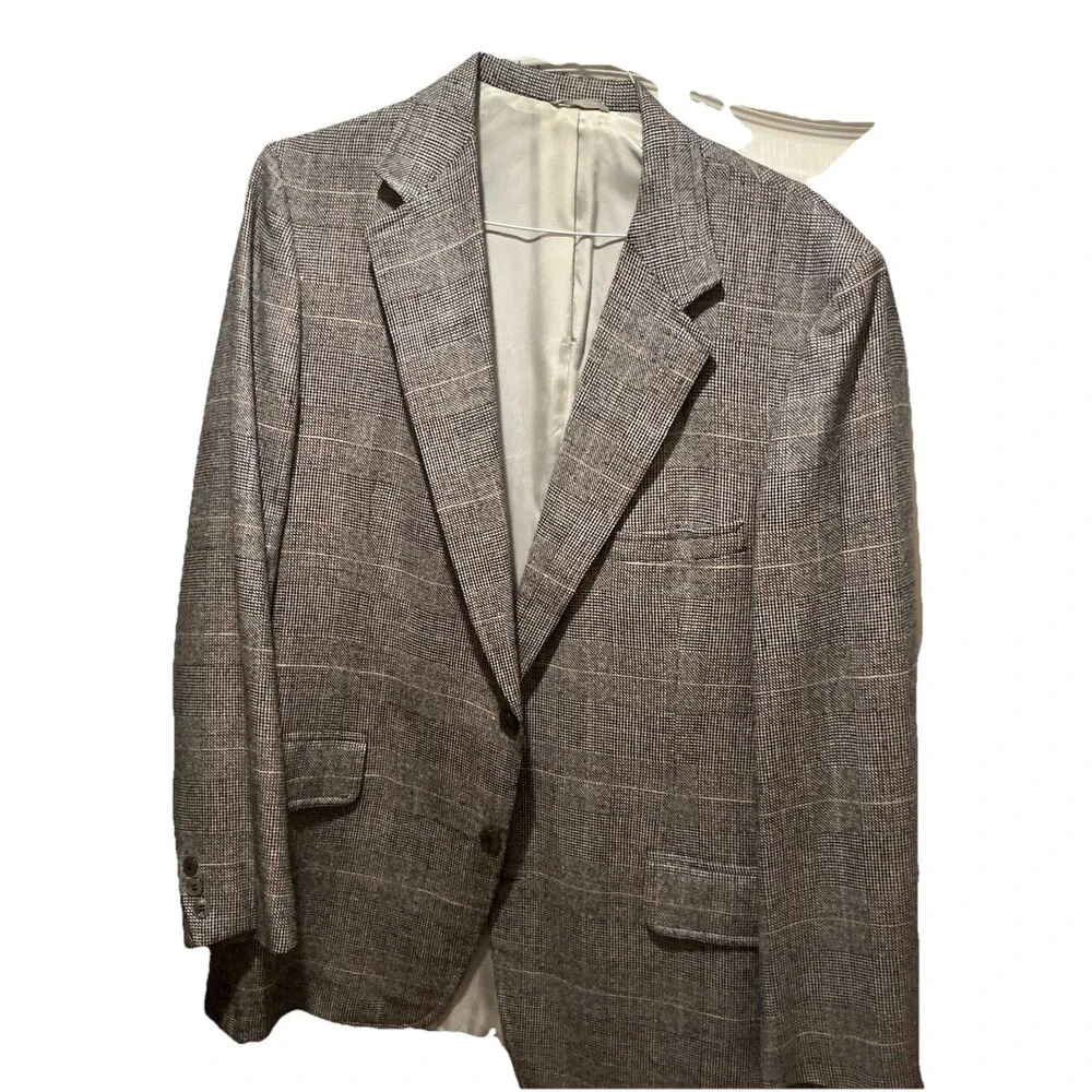 Vintage Oakloom Clothes Glen Plaid Sport Coat Blazer Sz 45 USA Union Made Currin